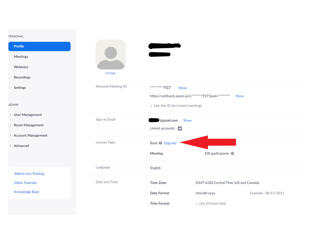 Additional profile information for zoom