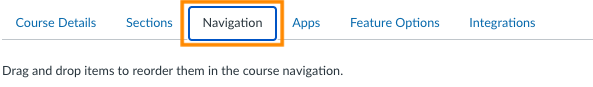 navigation tab highlighted on canvas course settings