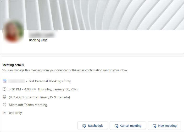 Bookings appointment confirmation screen