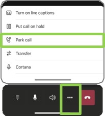 Teams Voice parked call on mobile app