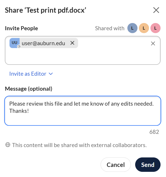 Box send sharing email