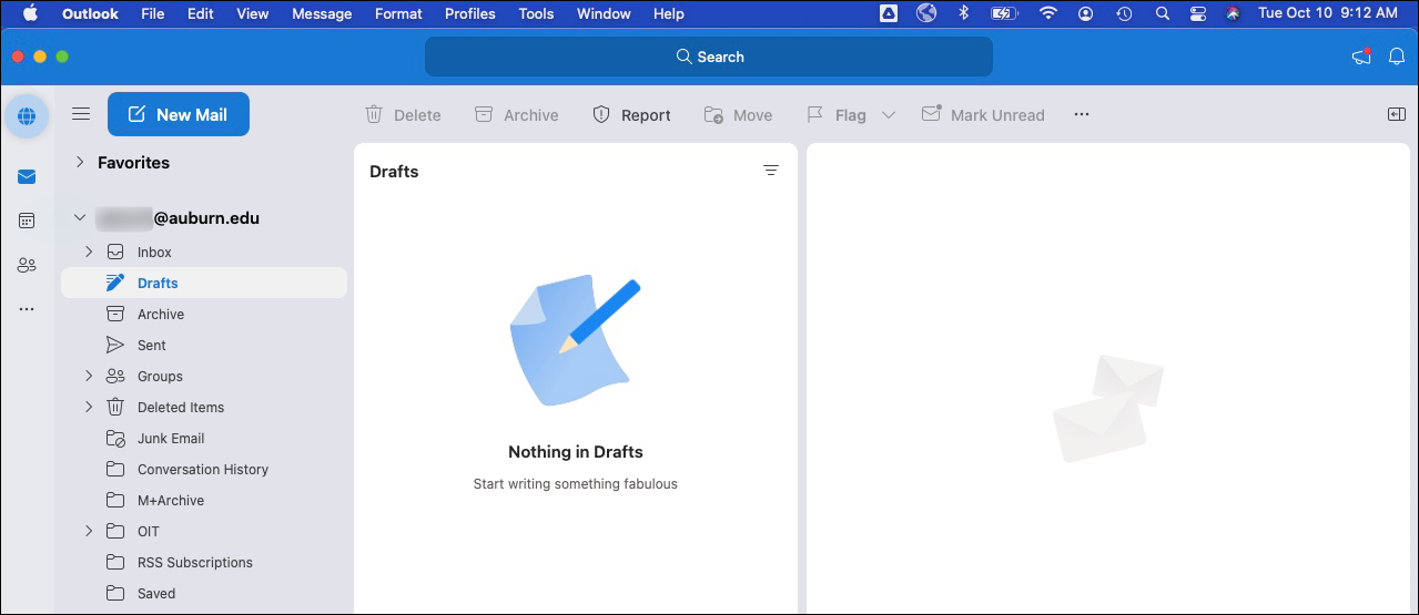 MacOS Outlook app email view