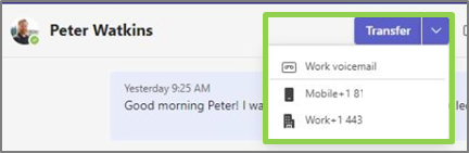 Teams Voice transfer button