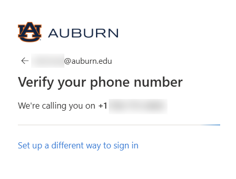 Alumni and retiree MFA phone call in progress screen
