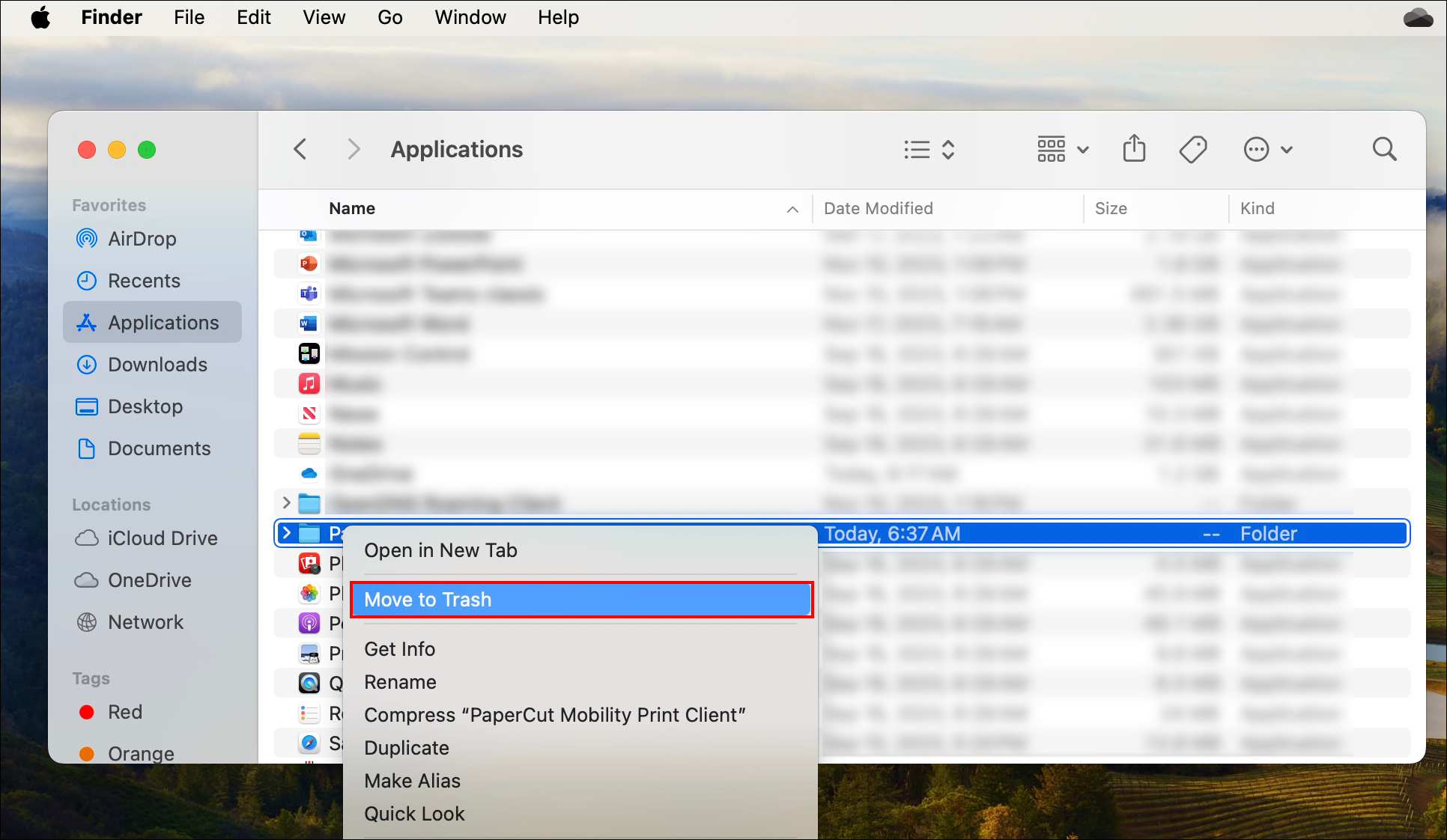 Mac Papercut folder move to trash