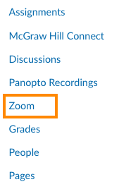 Zoom highlighted in Canvas navigation menu 