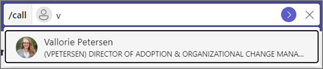 Teams Voice /call command screen