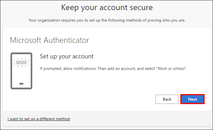 Alumni and Retiree MFA Authenticator Notifications Screen