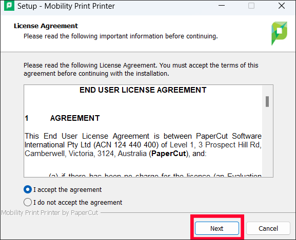 Papercut license agreement