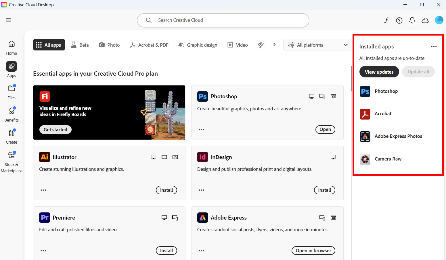 Adobe Creative Cloud open apps