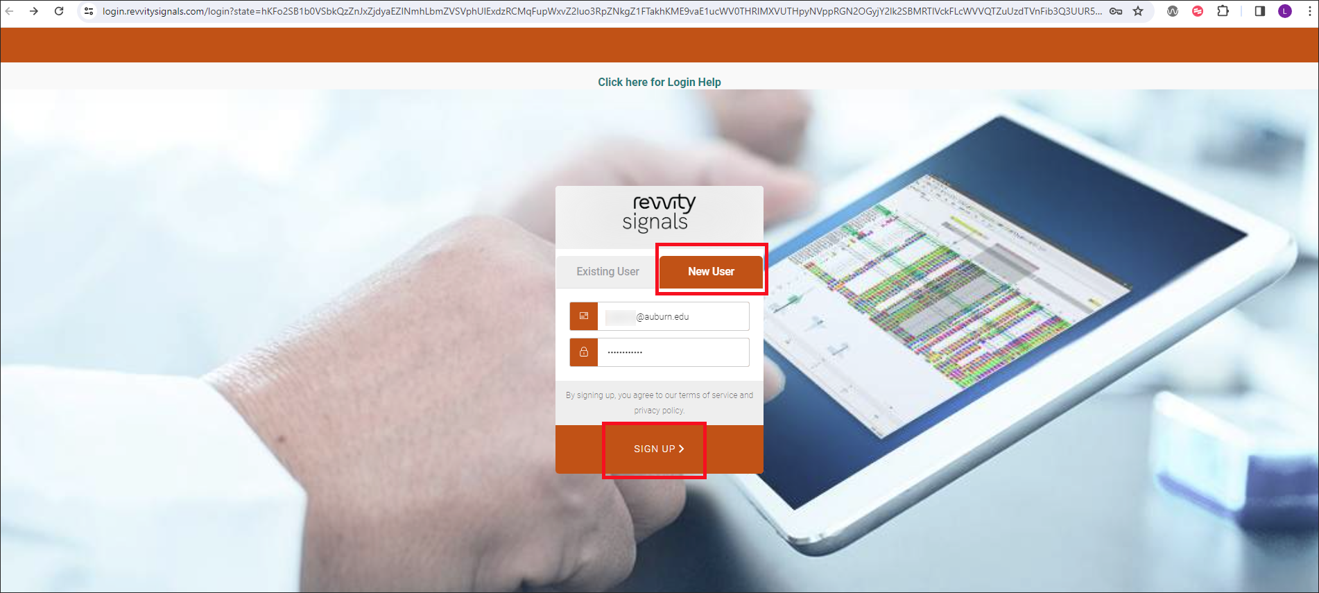 Revvity Signals Login Page