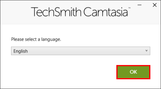 Camtasia software installation language selection