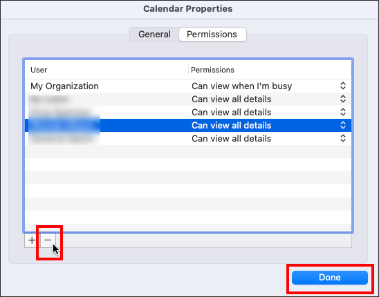 outlook for mac remove user calendar permissions