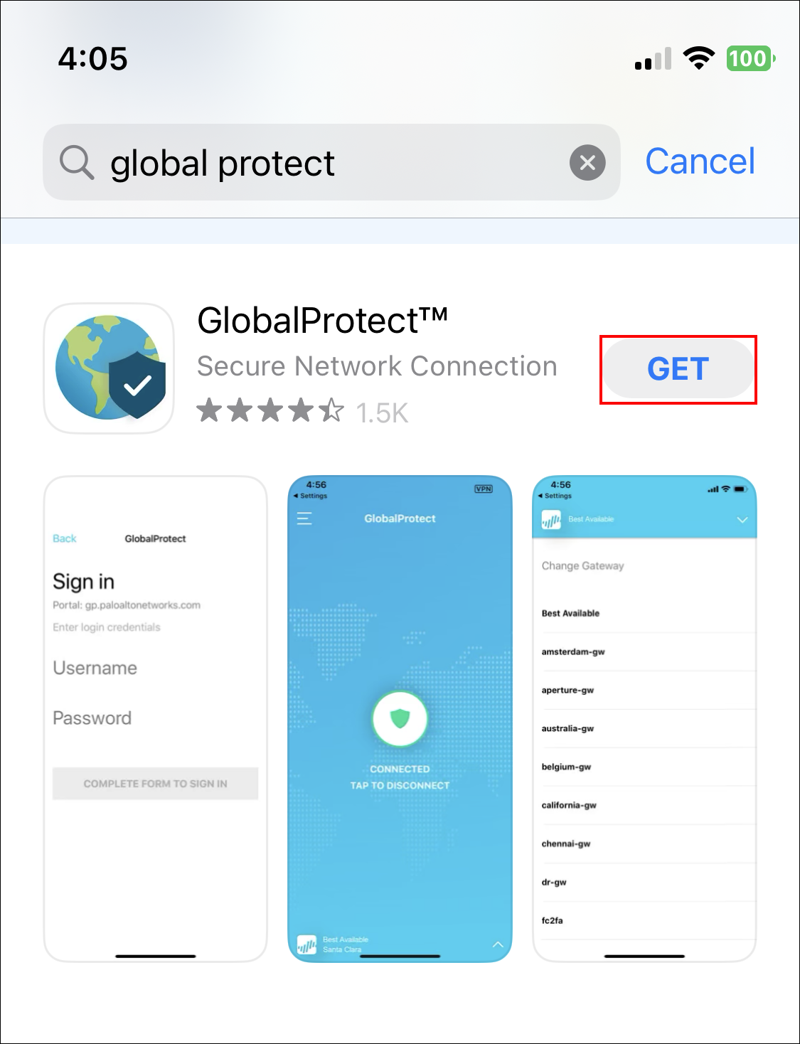 global protect vpn app from ios app store