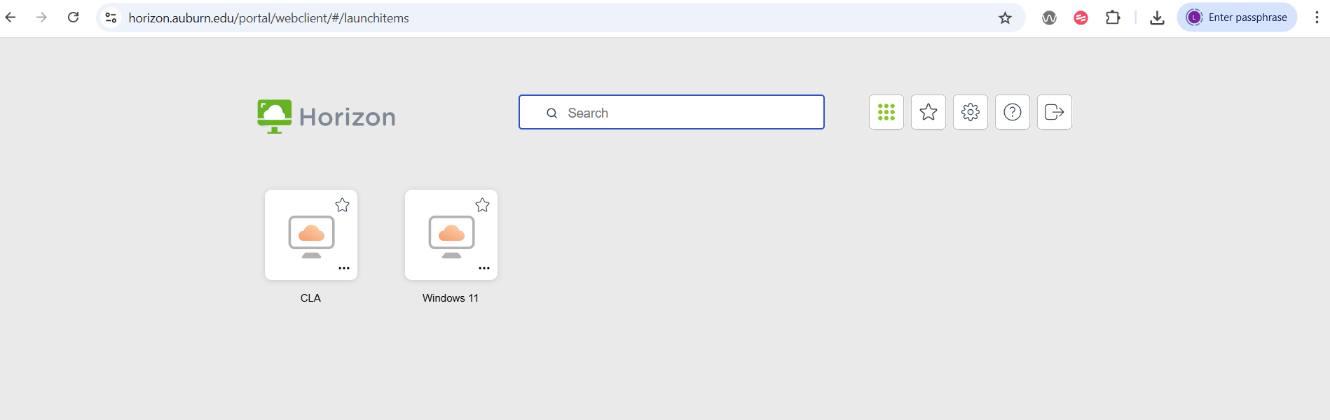 Horizon virtual desktop through web browser