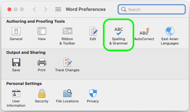 word for mac spelling and grammar