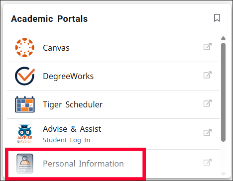 Student Personal Information Selection in AU Access
