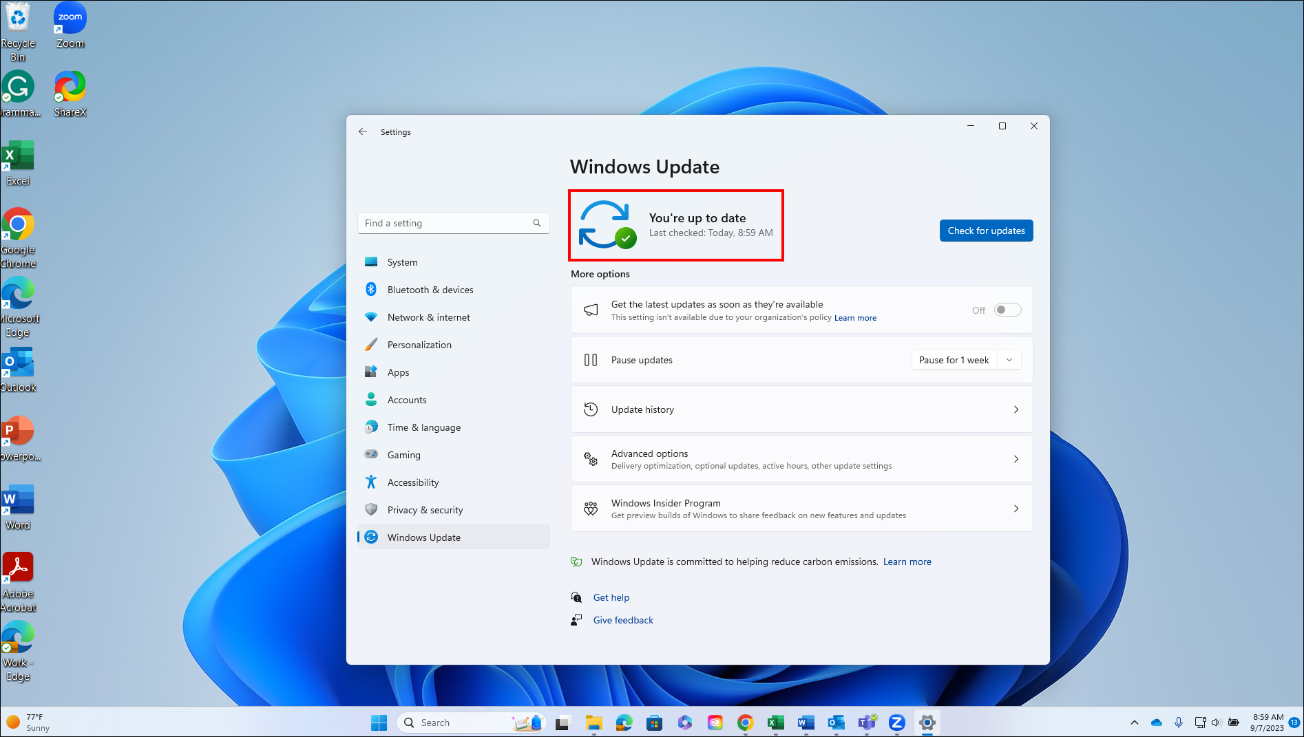 windows updates up to date