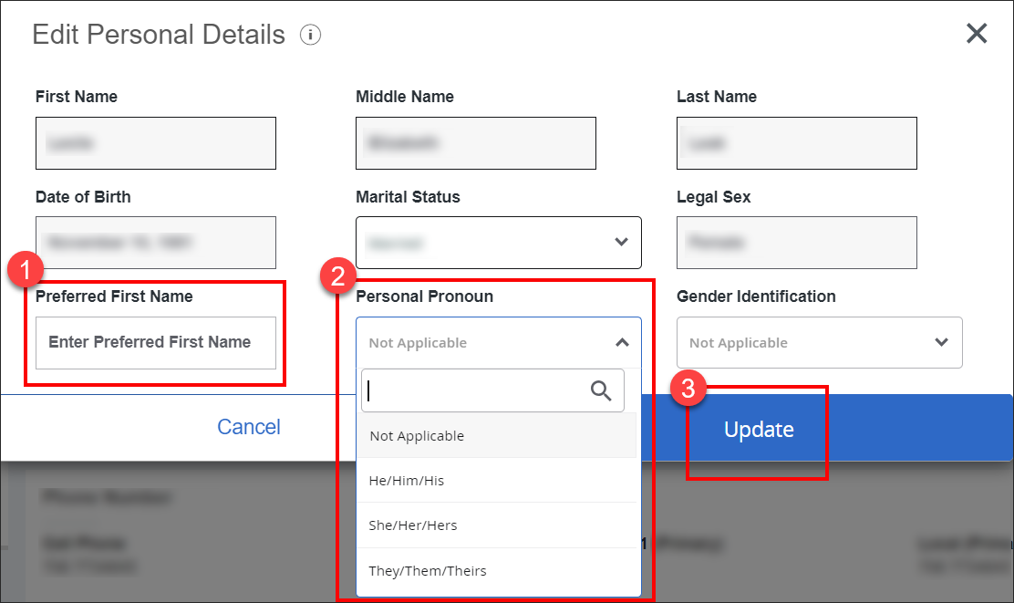 Edit Personal Details Screen