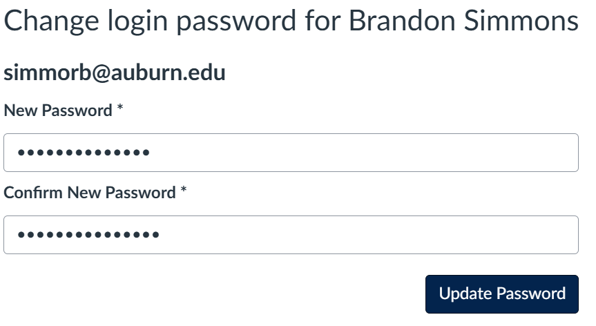 Enter a new, matching password