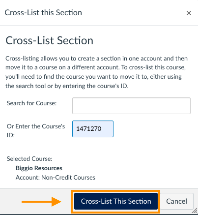 cross-list this section highlighted with arrow