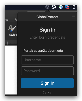 Log in with Auburn credentials