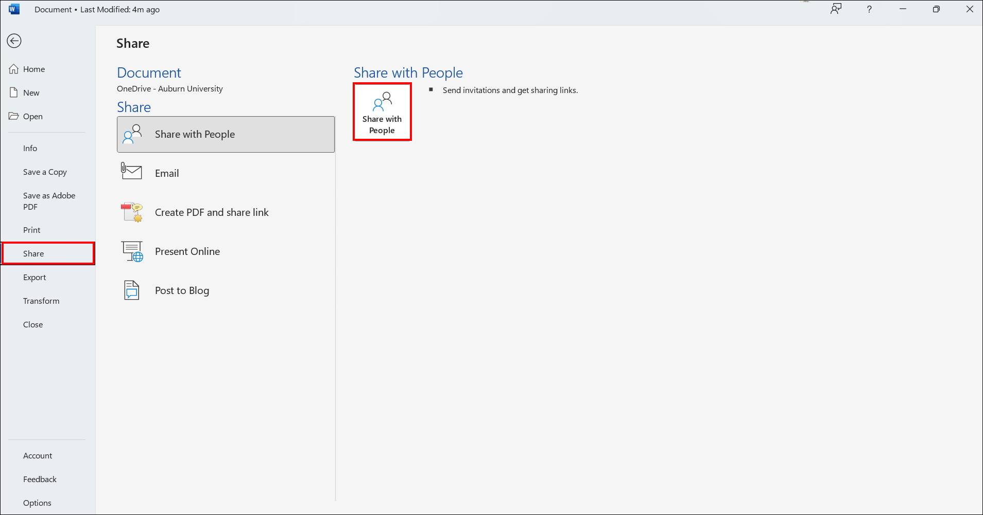 onedrive share with people option