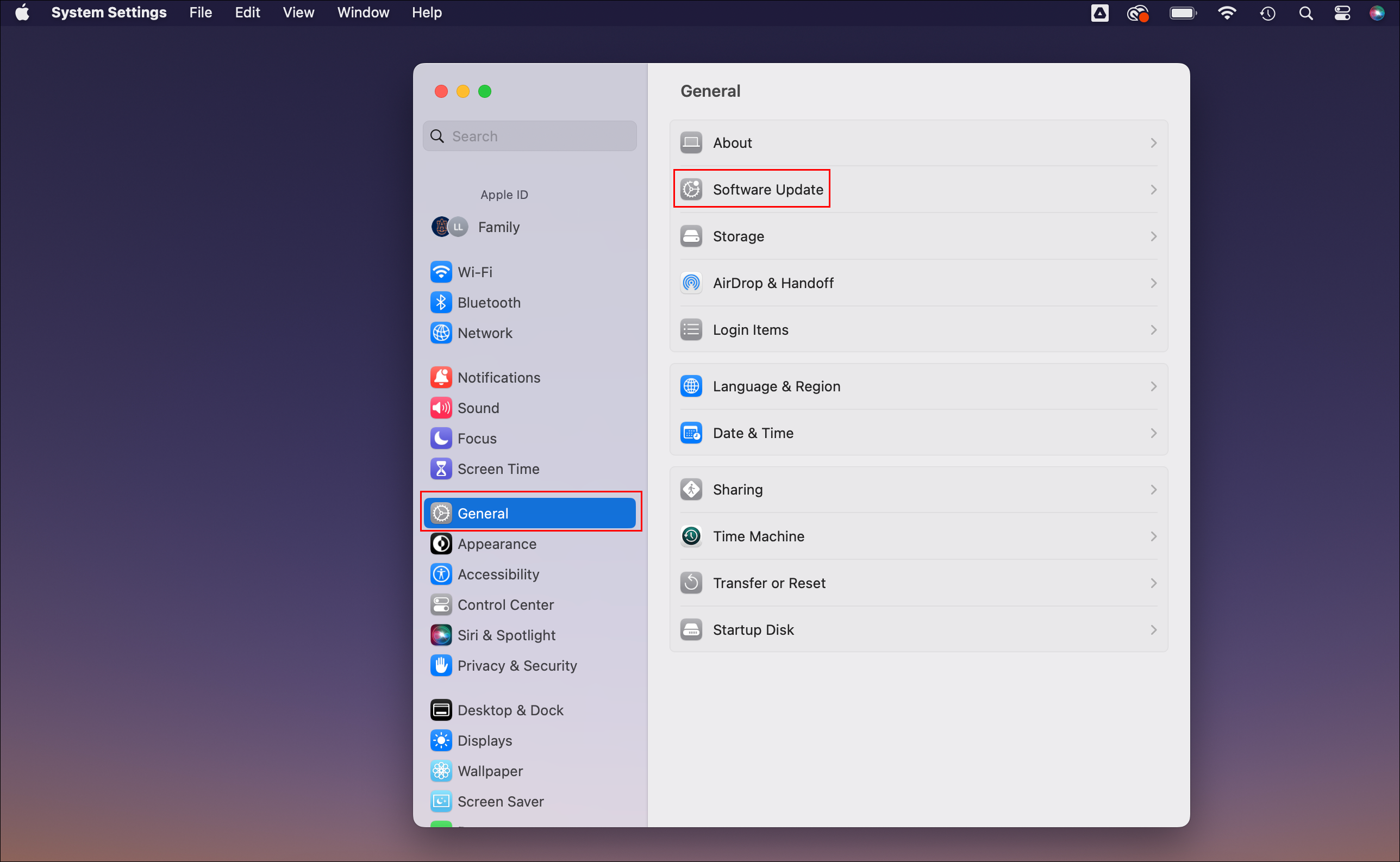 mac os software update screen