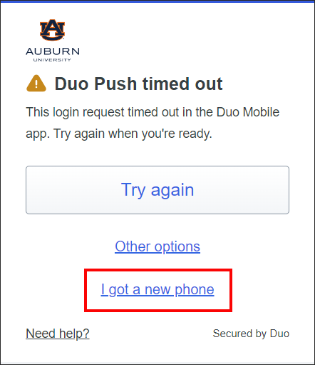 Duo push time out