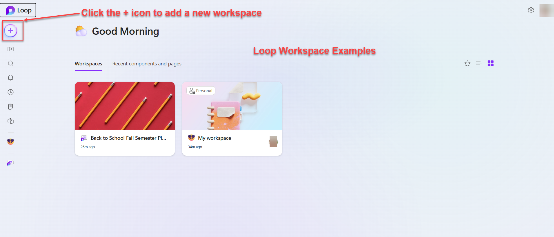 Microsoft Loop workspace examples
