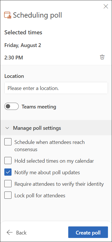 outlook scheduling poll