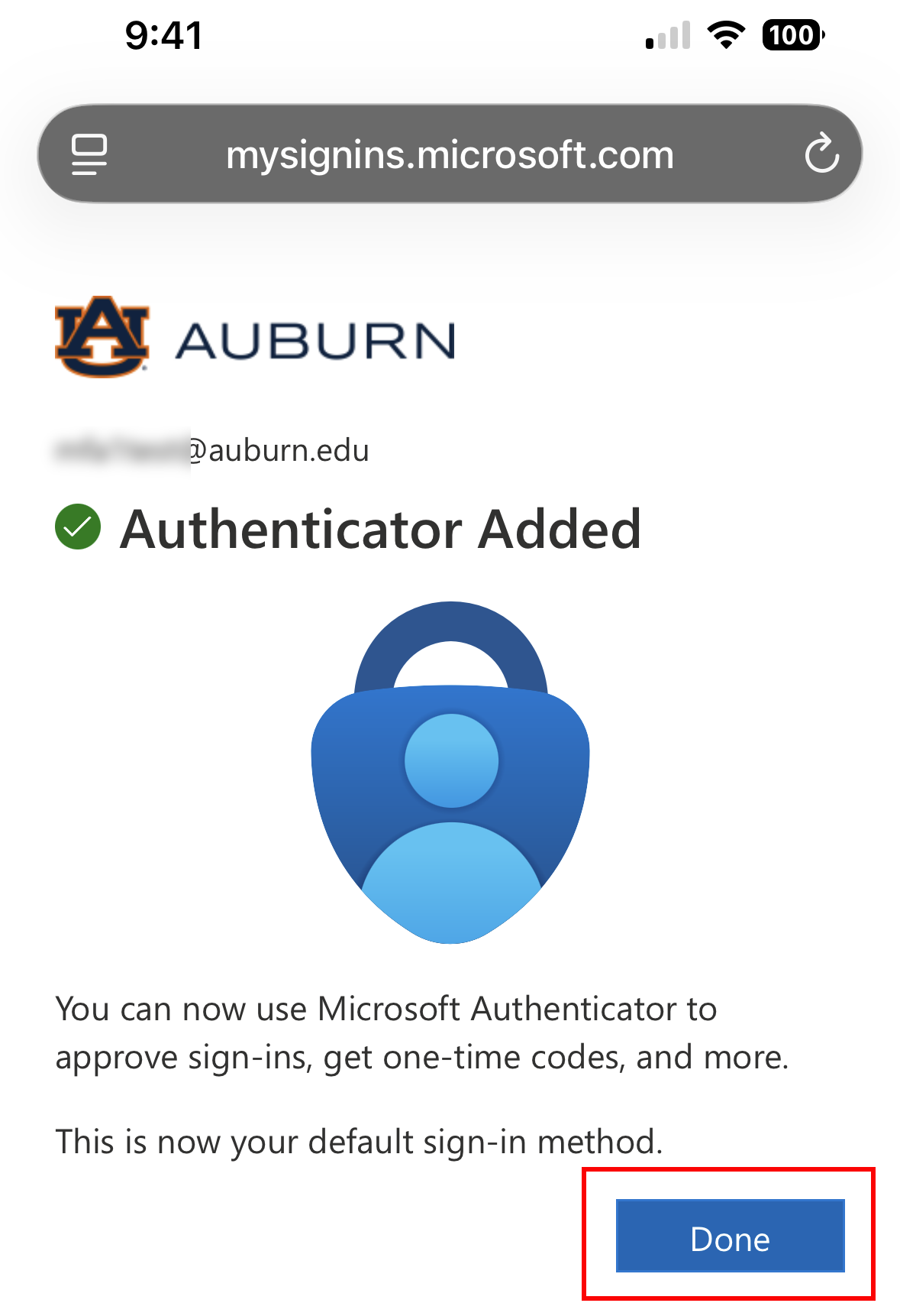 Alumni and retiree Authenticator notification approval screen