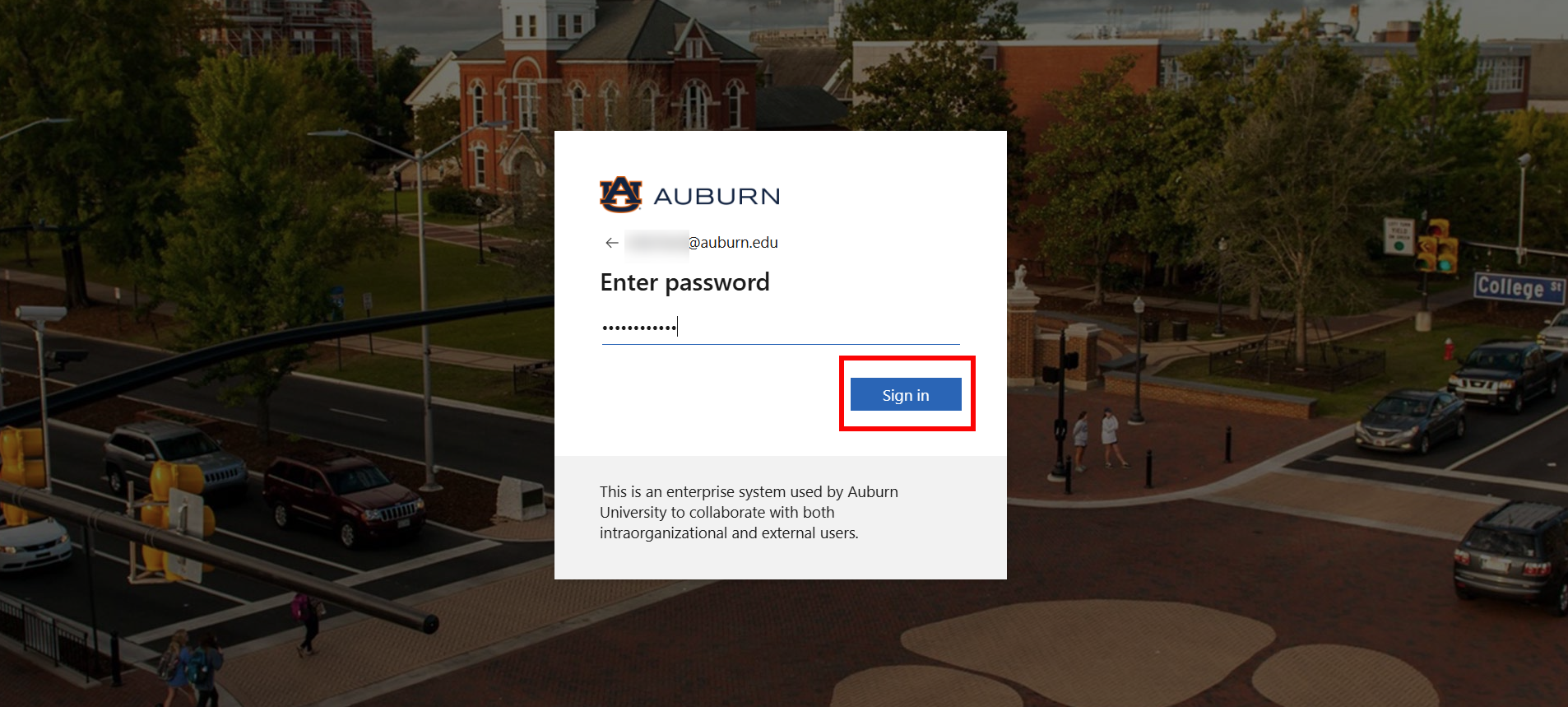 Retiree and Alumni Outlook password screen