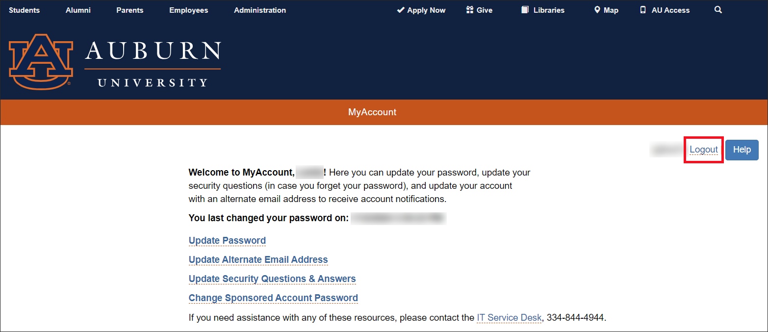 MyAccount Logout Option