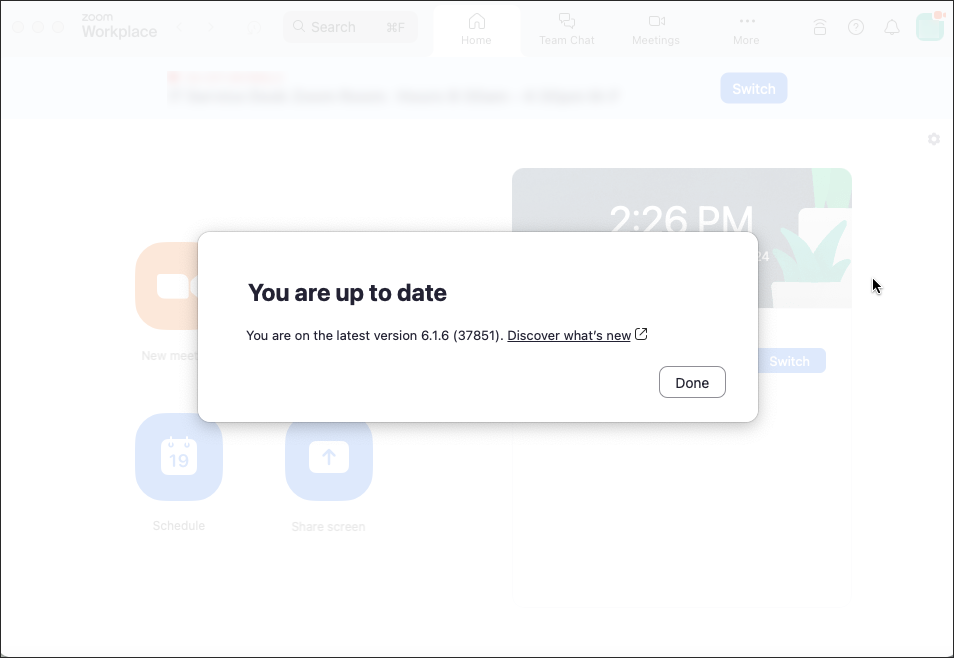 Zoom for Mac Updates Completed