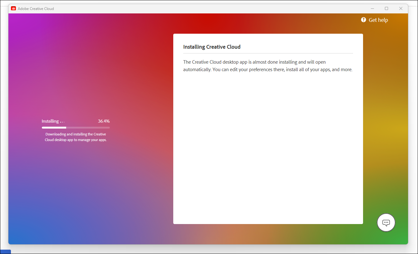 Creative Cloud Installation Screen