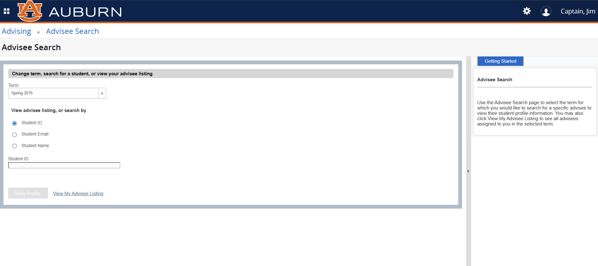 Advisee Student Profile Advisee Search