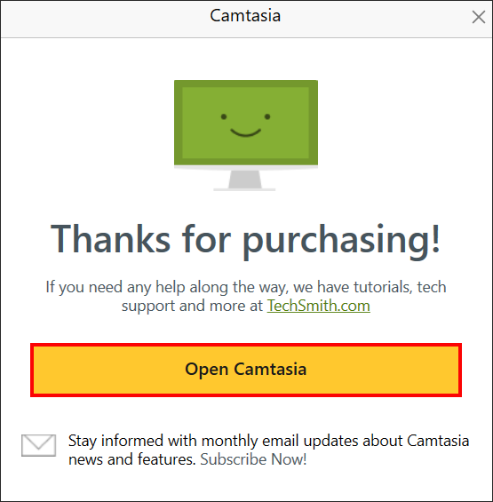 Open Camtasia screen