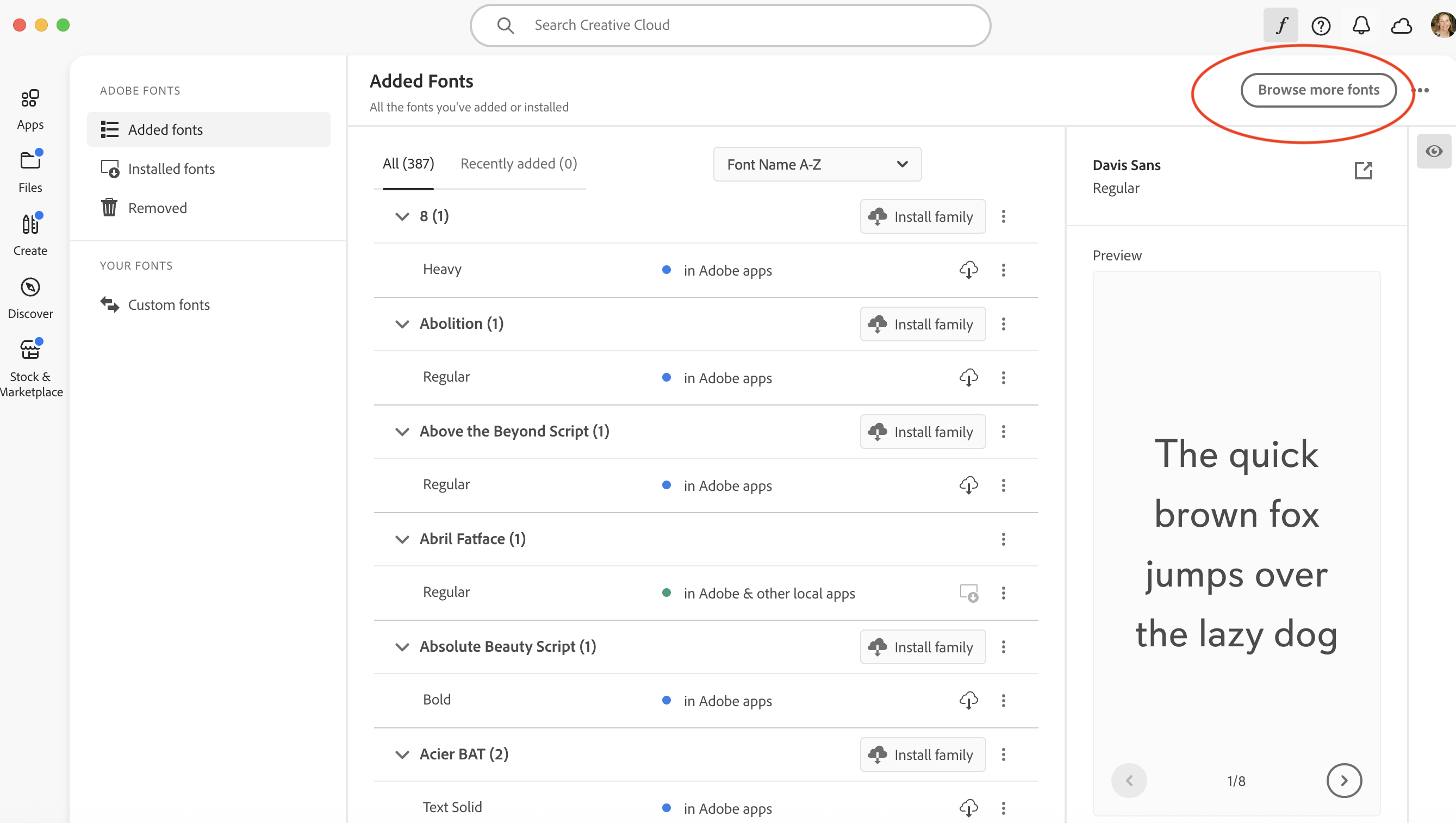 Adobe browse more fonts