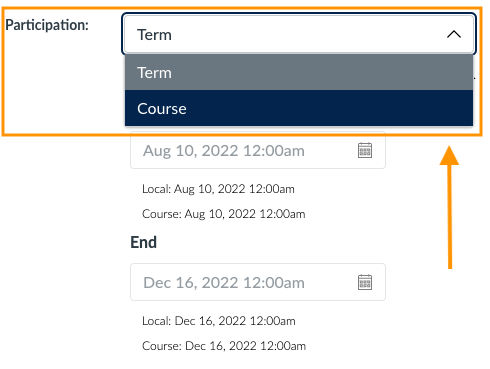 term to course boxed and arrow