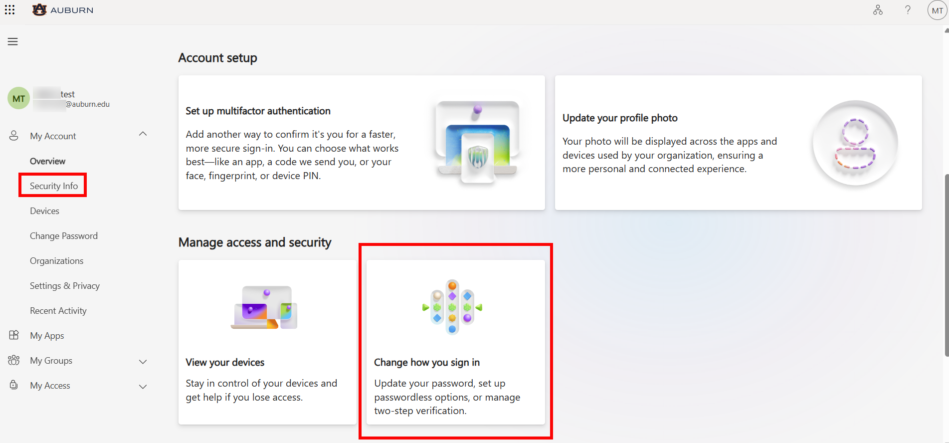 Alumni and retiree Outlook Security Update Info Screen