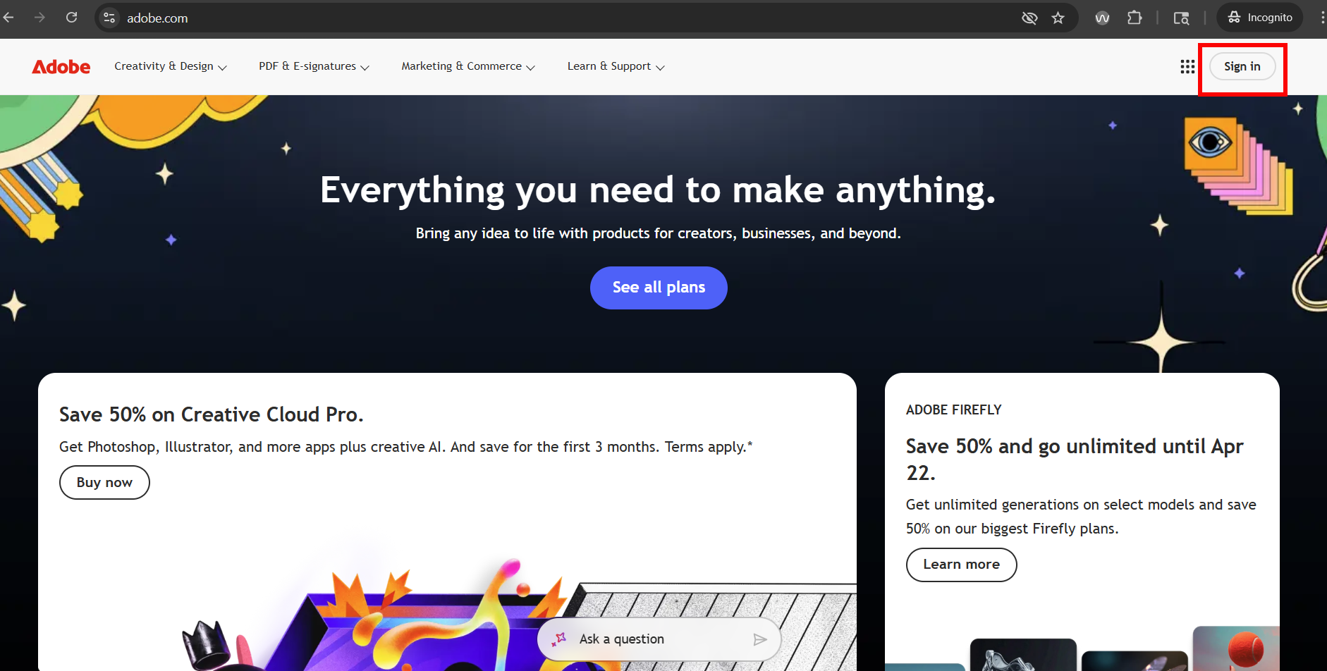adobe website sign in 