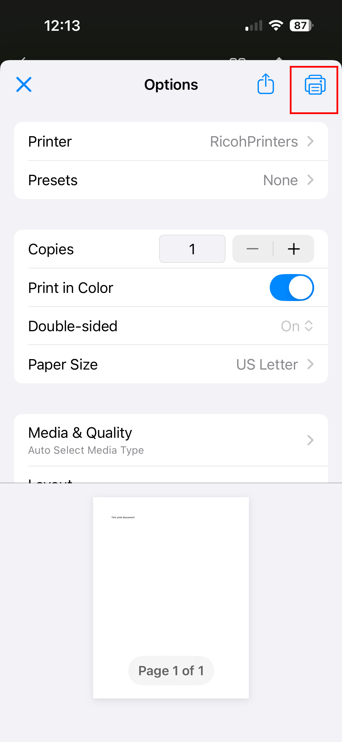 mobility print options