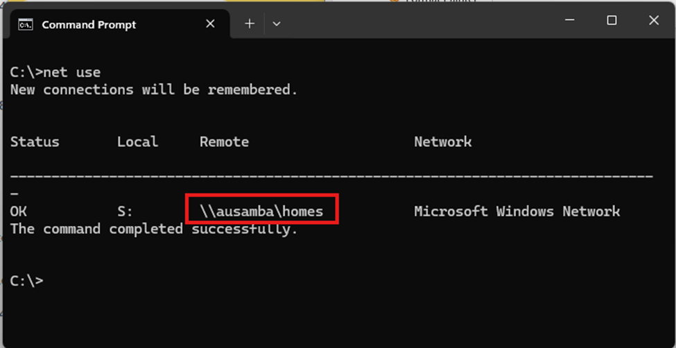 command window remote network path