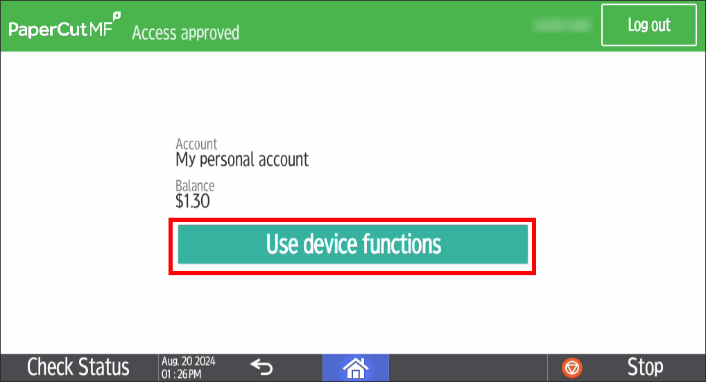 Use device functions selection