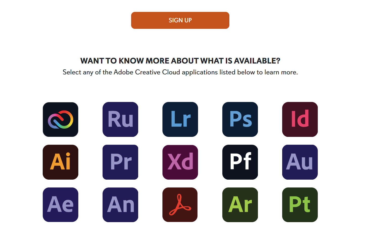 Adobe Sign Up Button