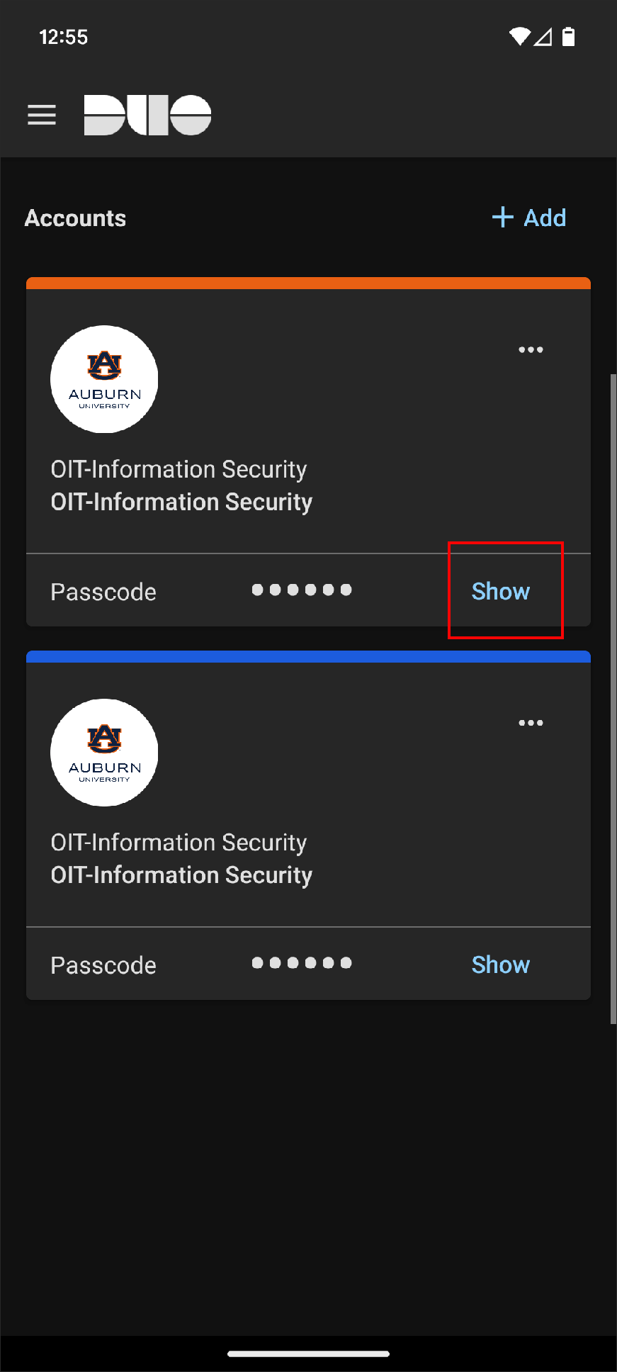 Duo show passcode option on Android
