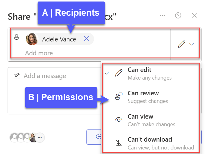 Sharing permissions with SharePoint