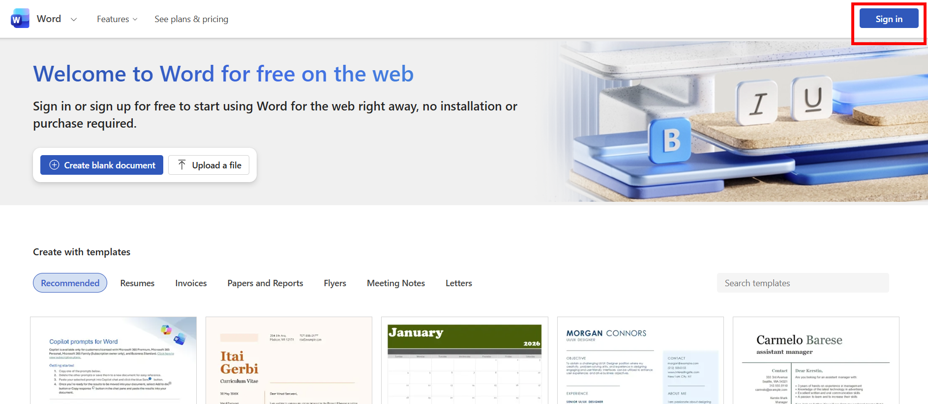 Word on the Web Sign In Button