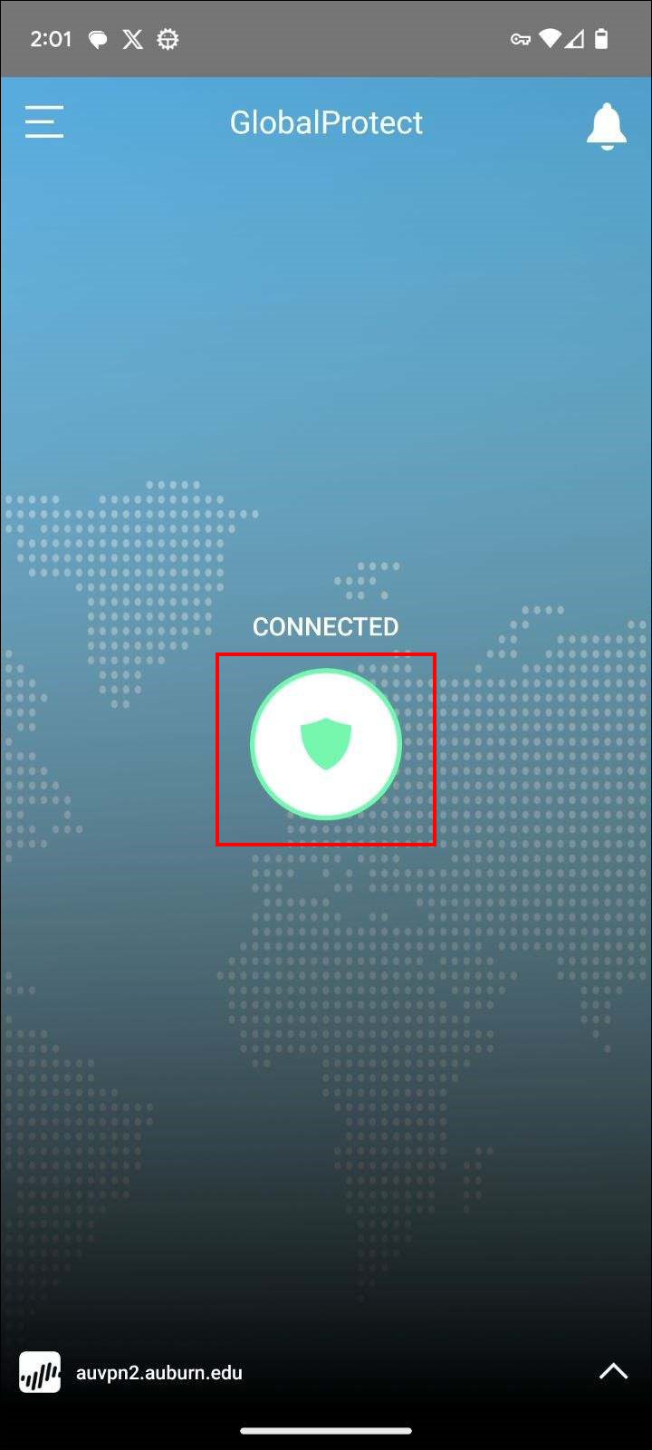android global protect connection screen
